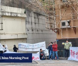 Workers stage protest to demand wages owed by contractor involved in Tai Po fire