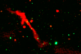 Black hole space volcano erupts after 100 million year nap