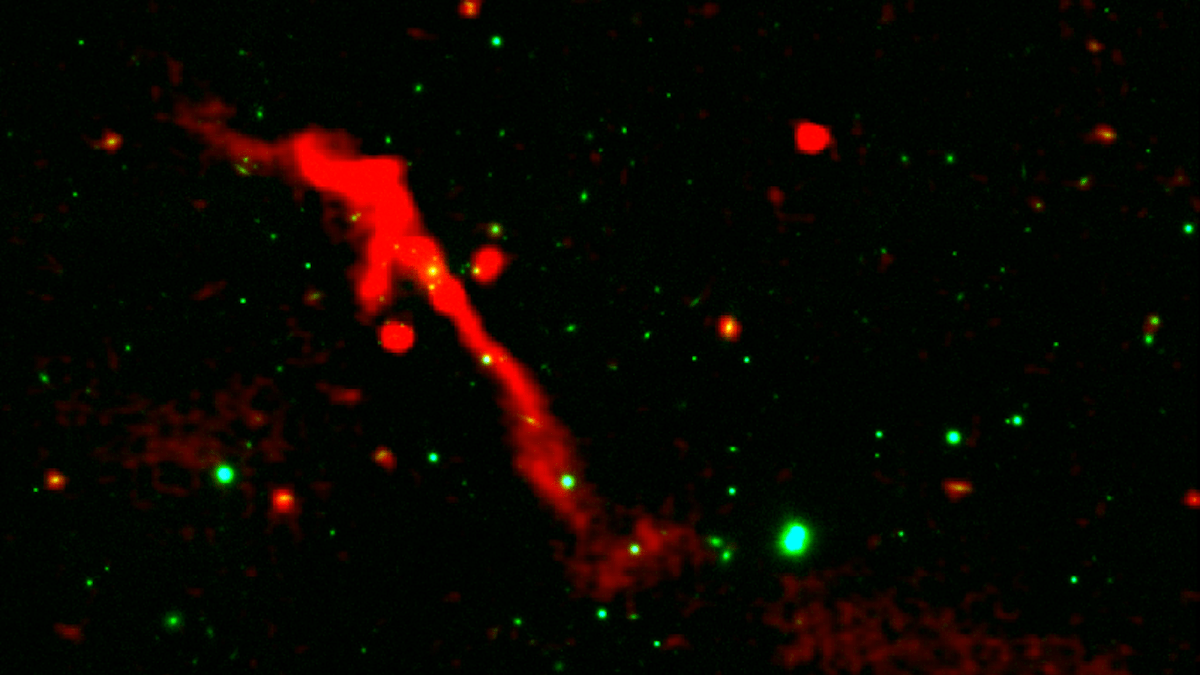 Black hole space volcano erupts after 100 million year nap