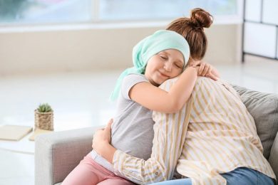 Cancer Chemotherapy Girl Hugging Mother