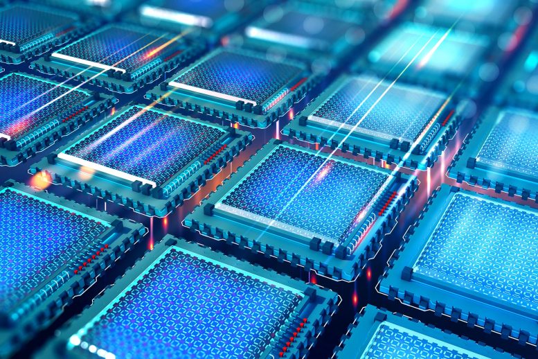 Futuristic CPU Quantum Processor Silicon Computer Chip