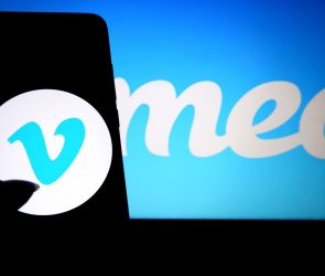 In this photo illustration a popular video sharing application Vimeo logo seen displayed on a smartphone.