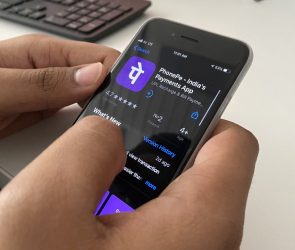 smartphone held in two hands