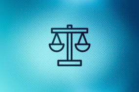 Close up of justice scales icon on screen