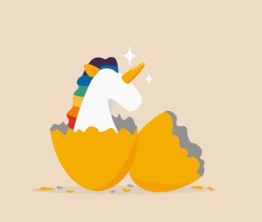 digital illustration of a unicorn hatching out of an egg