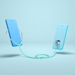 Concept design Online Doctor. Two Phones using stethoscope.