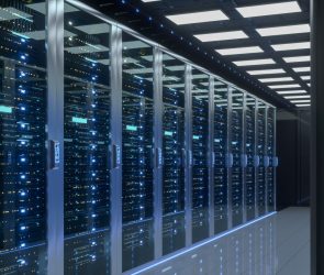 Futuristic looking data center.