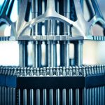 Nuclear fuel rods sit ready for insertion into a reactor.