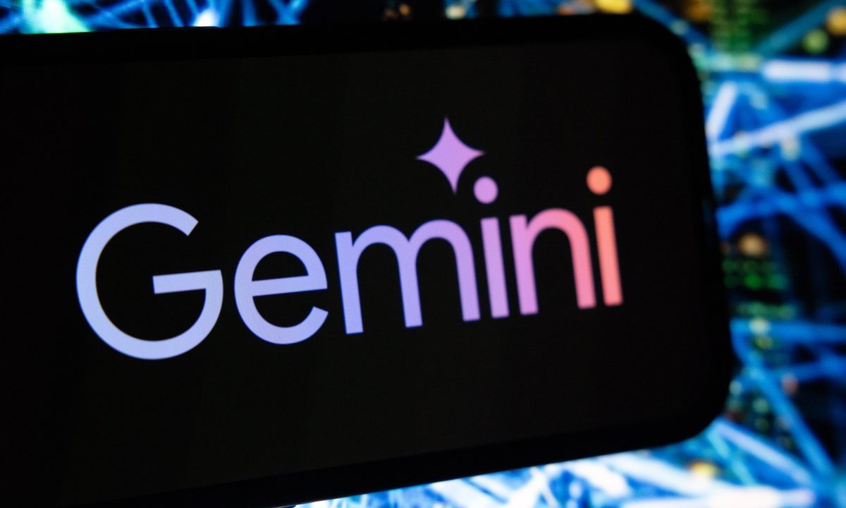 The Google Gemini generative AI logo on a smartphone.