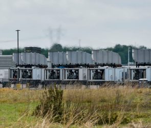 Gas turbines are visible at an xAI data center on Riverport Rd in Memphis, TN on April 25, 2025.