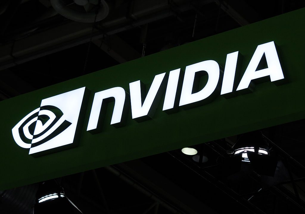 the NVIDIA booth at the 3rd China International Supply Chain Expo in Beijing, China, on July 20, 2025