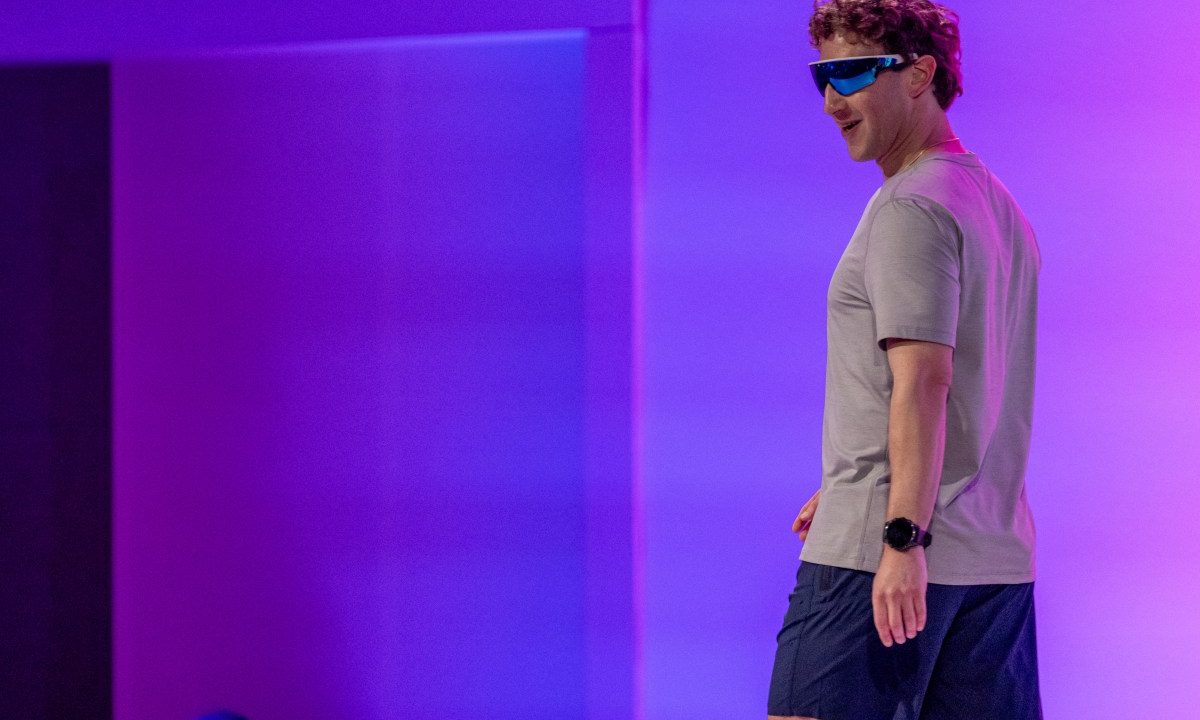 Mark Zuckerberg wears a pair of Meta Oakley Vanguard AI glasses during the Meta Connect event in Menlo Park, California, on Sept. 17, 2025.