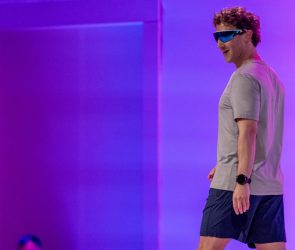 Mark Zuckerberg wears a pair of Meta Oakley Vanguard AI glasses during the Meta Connect event in Menlo Park, California, on Sept. 17, 2025.