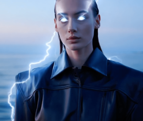 Higgsfield AI generated image of woman with lightening eyes