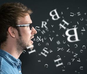 Man Speaking Language Letters