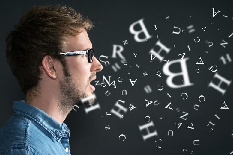 Man Speaking Language Letters