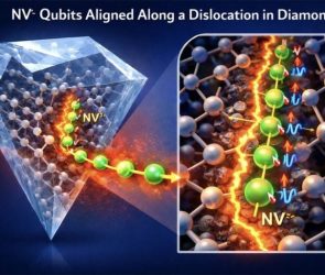 NV Qubits Aligned Along a Dislocation in Diamond