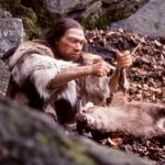 Neanderthal Hunter Processing Large Animal Prey