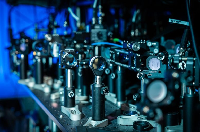 Optics Lenses Mirrors in Stanford Physicist Jon Simon Lab
