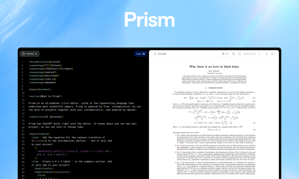 OpenAI launches Prism, a new AI workspace for scientists