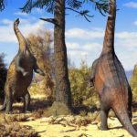 Two Neuquensaurus Stand on Their Hind Legs