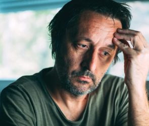 Very Depressed Man Close Up