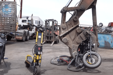 Australian police smash e-bikes in crackdown on unruly teens