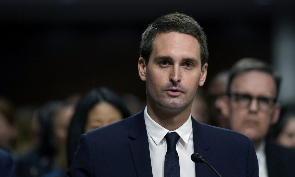 Evan Spiegel, co-founder and chief executive officer of Snap Inc., during a Senate Judiciary Committee hearing in Washington, DC