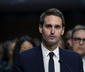 Evan Spiegel, co-founder and chief executive officer of Snap Inc., during a Senate Judiciary Committee hearing in Washington, DC