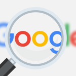Magnifying glass over Google logo