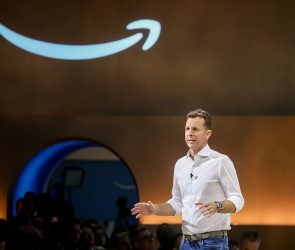 Jamie Siminoff, vice president overseeing Ring, Blink, Key, and Sidewalk at Amazon.com Inc., speaks during Amazon's product event in New York, US, on Tuesday, Sept. 30, 2025.