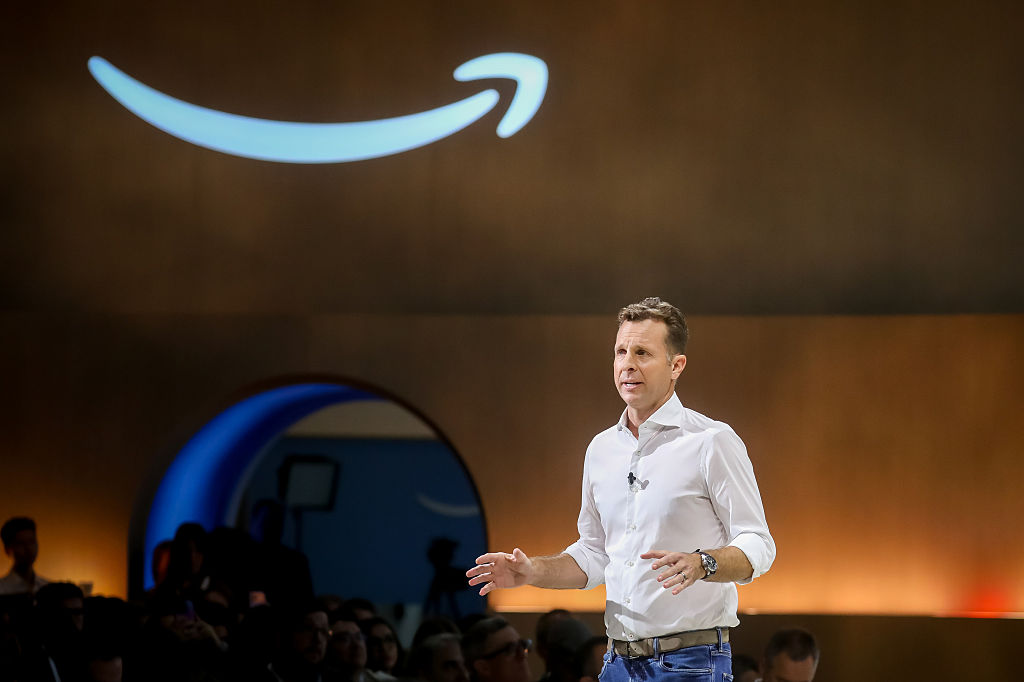 Jamie Siminoff, vice president overseeing Ring, Blink, Key, and Sidewalk at Amazon.com Inc., speaks during Amazon's product event in New York, US, on Tuesday, Sept. 30, 2025.