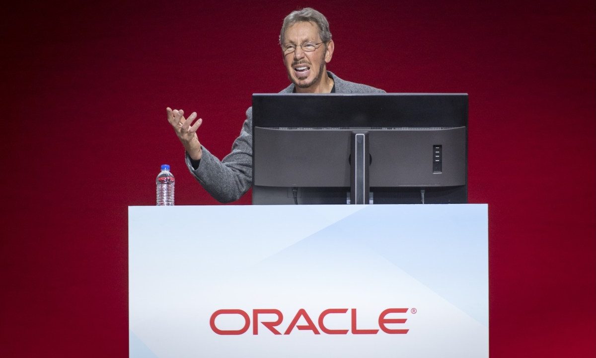 Larry Ellison, co-founder and executive chairman of Oracle Corp., speaks during the Oracle OpenWorld 2018 conference in San Francisco, California, U.S., on Monday, Oct. 22, 2018. Ellison announced a series of updates injecting more automation and intelligence into Oracle's cloud applications. Photographer: David Paul Morris/Bloomberg
