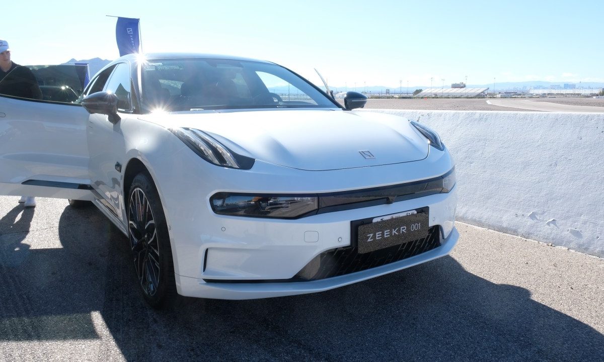The Zeekr 001 at Las Vegas Motor Speedway during the 2026 Consumer Electronics Show