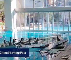 Large section of ceiling plunges into Hong Kong estate’s indoor pool