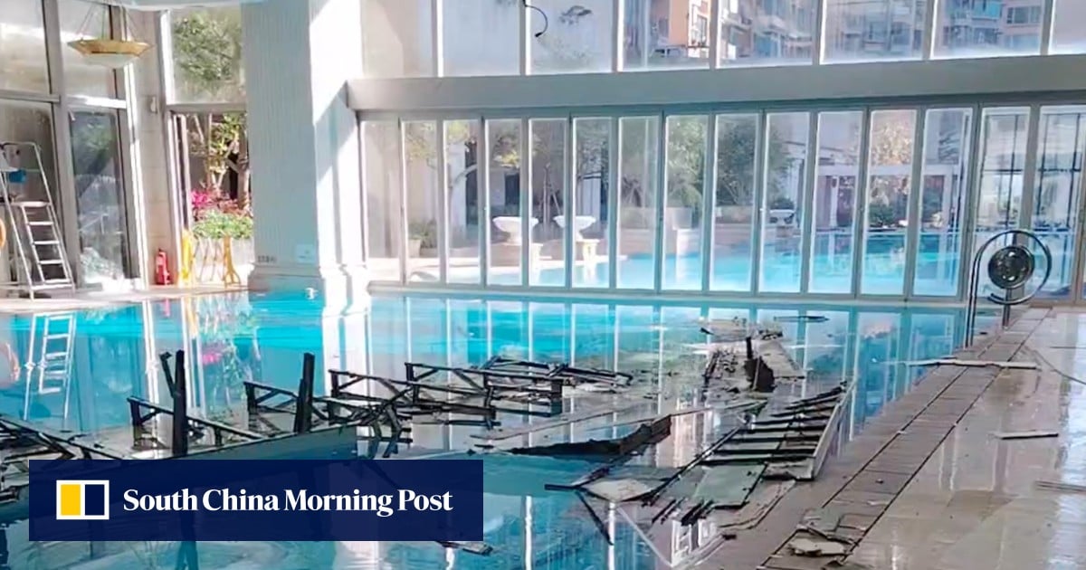 Large section of ceiling plunges into Hong Kong estate’s indoor pool
