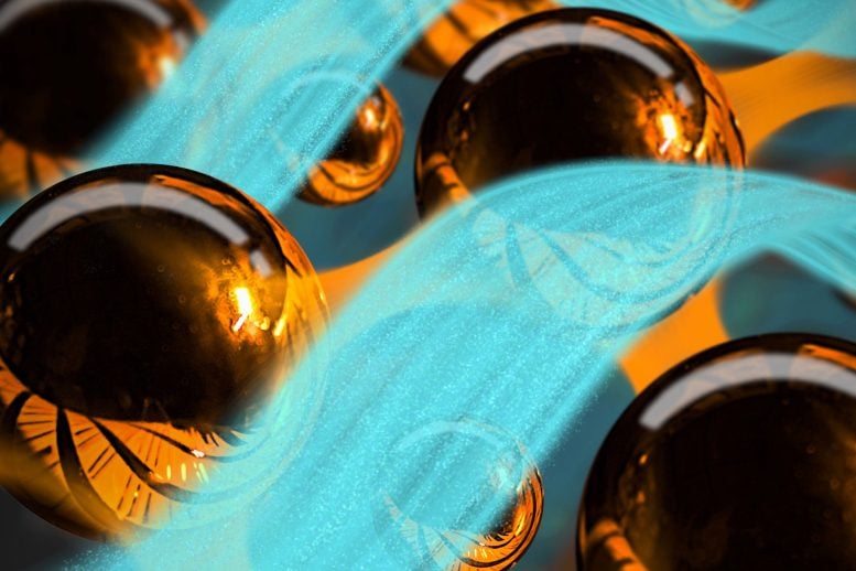 An Artist’s Depiction of a Superfluid Wave Propagating Through a Layered Superconductor