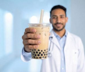 Doctor Holding Boba Drink