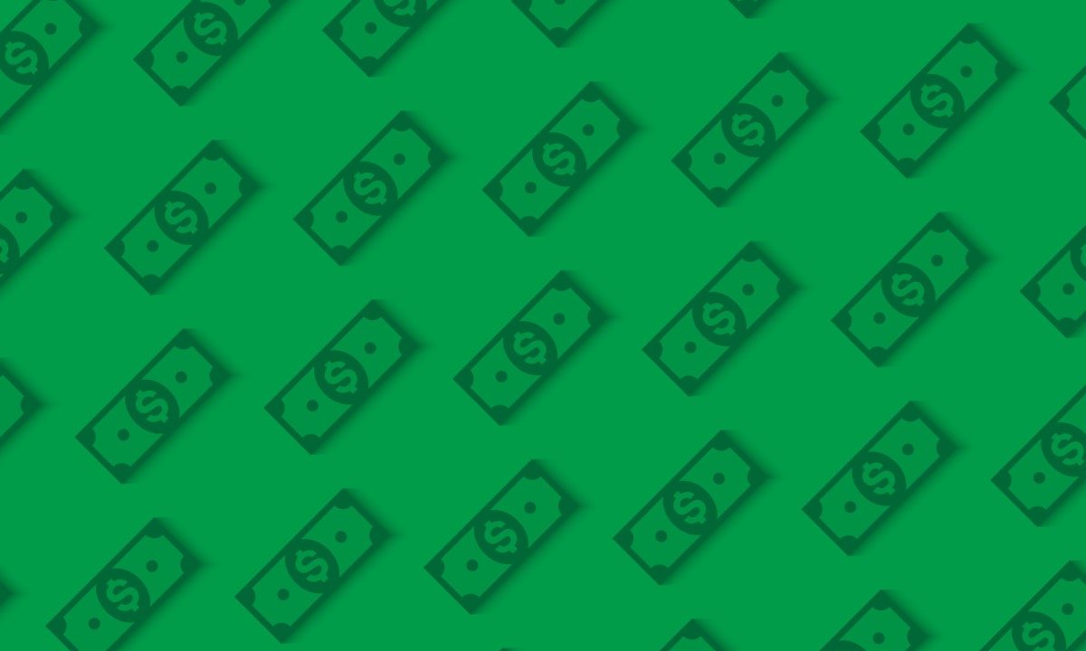 Money or finance green pattern with dollar banknotes. Banking, cashback, payment, e-commerce. Vector background.
