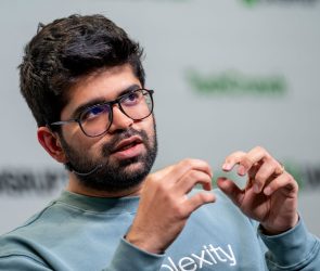 Aravind Srinivas, co-founder and chief executive officer of Perplexity, during TechCrunch Disrupt in San Francisco, California, US, on Wednesday, Oct. 30, 2024.