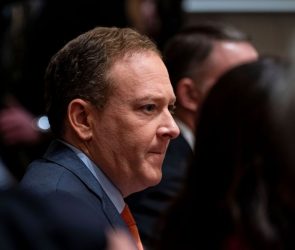 Lee Zeldin, administrator of the US Environmental Protection Agency (EPA), sits in a cabinet meeting.