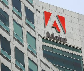 Adobe logo on San Jose, CA headquarters.