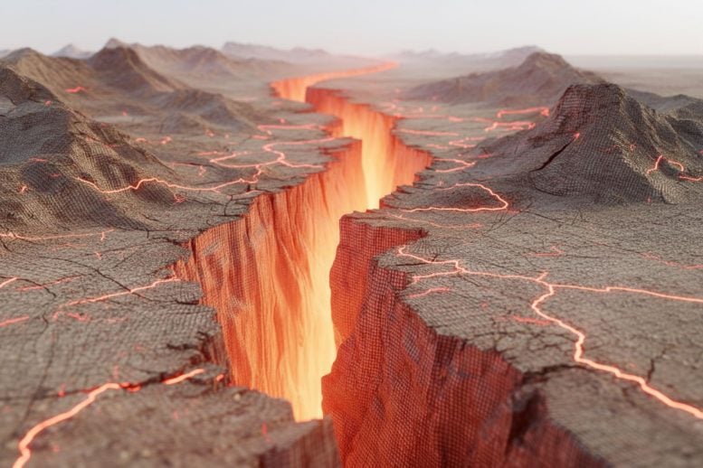 Glowing Red Lines Earthquake