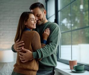 Happy Couple Home Window