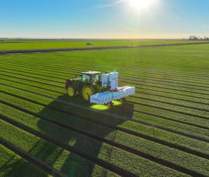 Carbon Robotics' LaserWeeder machine operating a in a field.