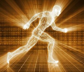 Wireframe Man Sprinting Exercise Strength