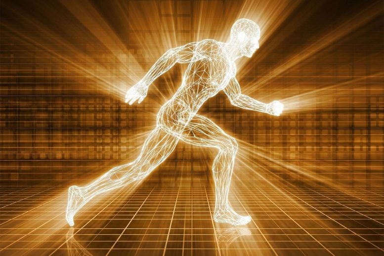 Wireframe Man Sprinting Exercise Strength
