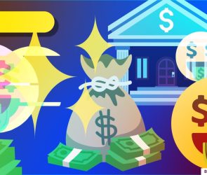 Digital illustration of money-related emojis mashed together.