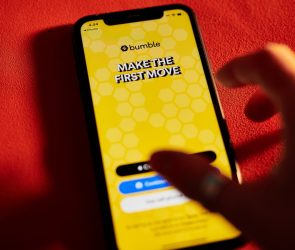 The Bumble app on a smartphone arranged in New York, US, on Monday, Nov. 6, 2023.