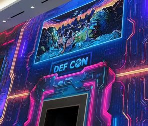 A wall at the Def Con hacking conference in Las Vegas in 2024.